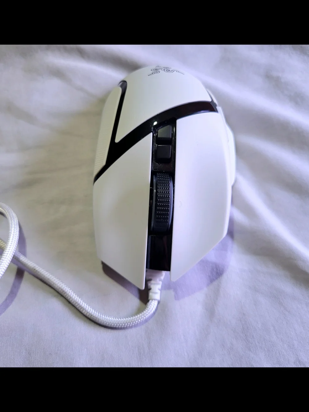 Razer White Gaming Mouse with Cyan RGB Lighting